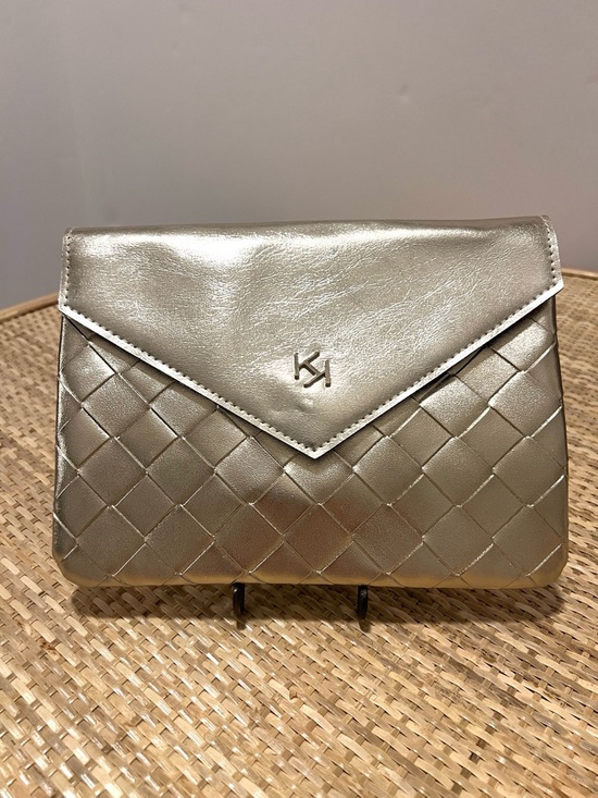 Kiko Milano Handbags - Metallic Gold Woven Envelope Clutch -
